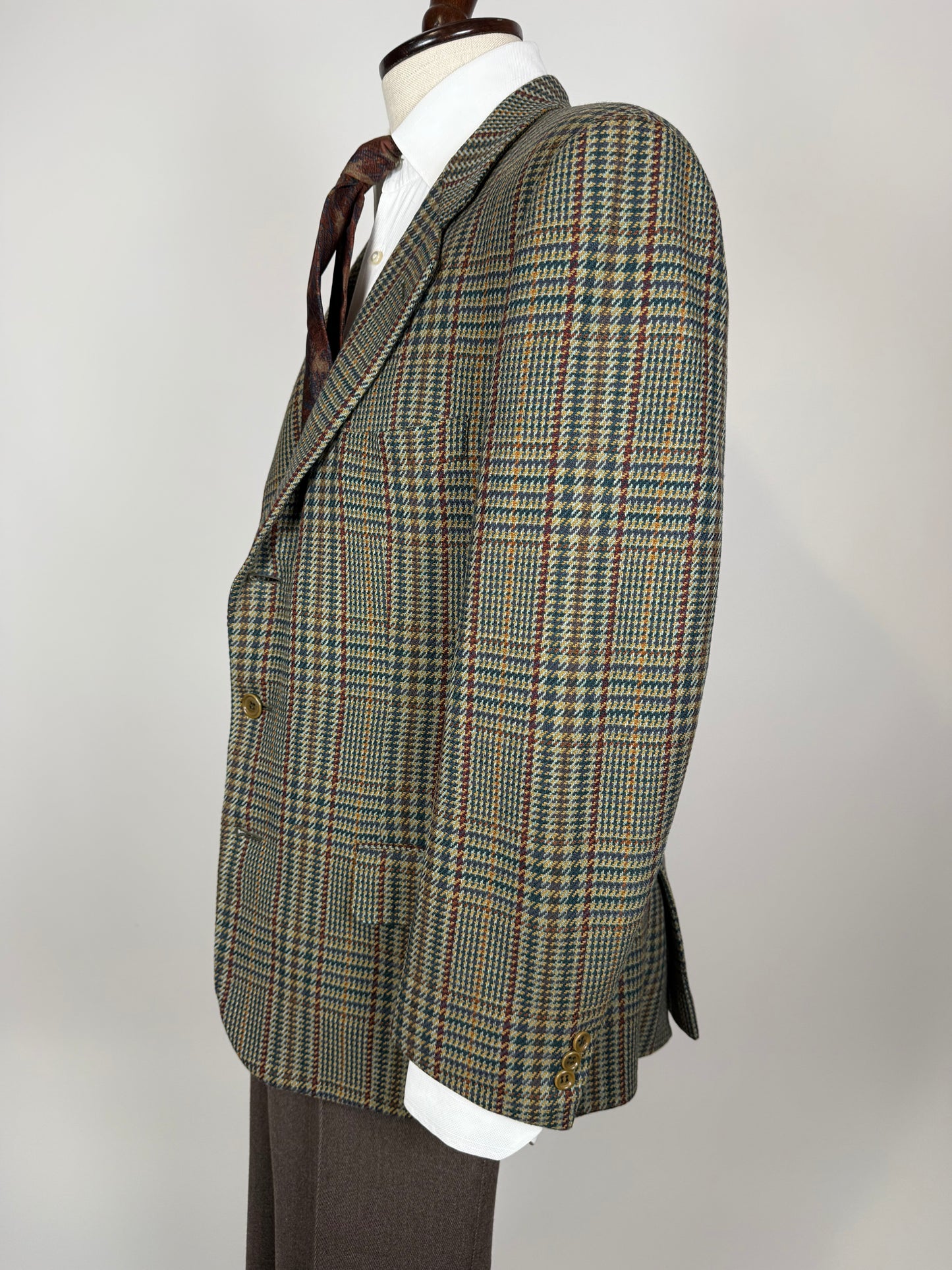 Giacca Burberrys anni ‘90 principe di Galles verde lana e cashmere - tg. 50 corta