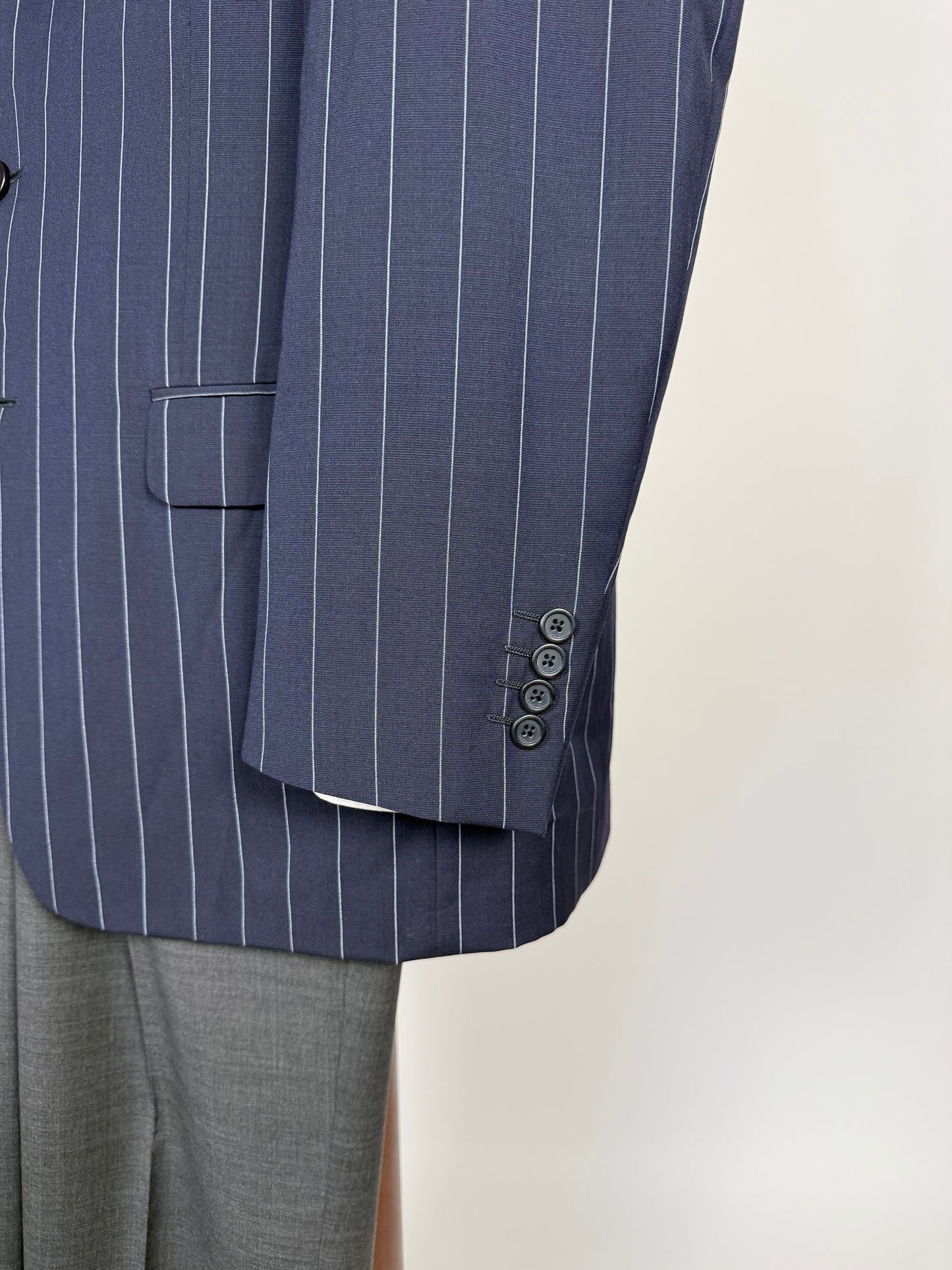 Giacca Gianni Versace anni '90 fresco lana blu gessato - tg. 52