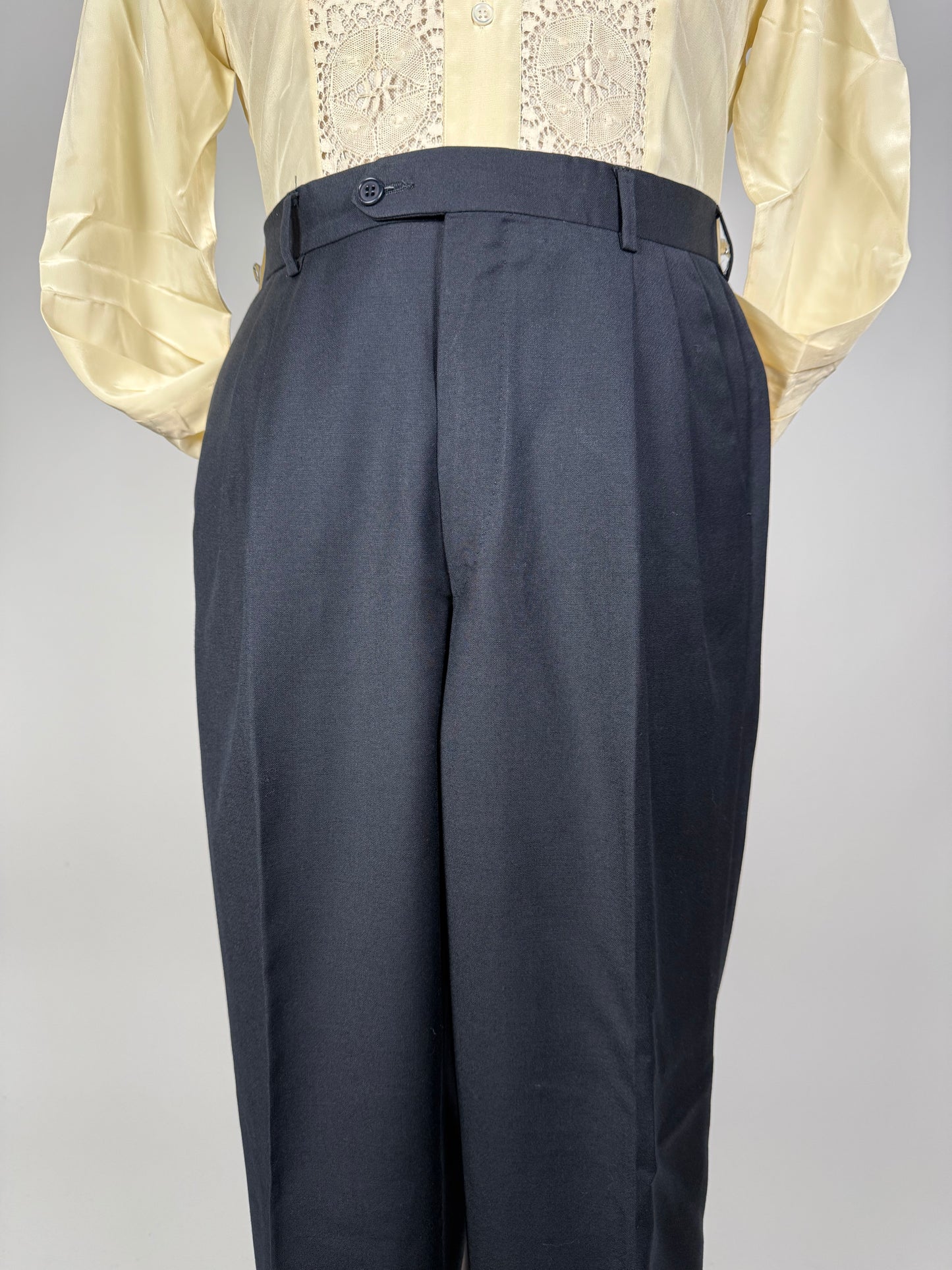 Pantaloni anni ‘80 fresco lana blu notte - tg. 48