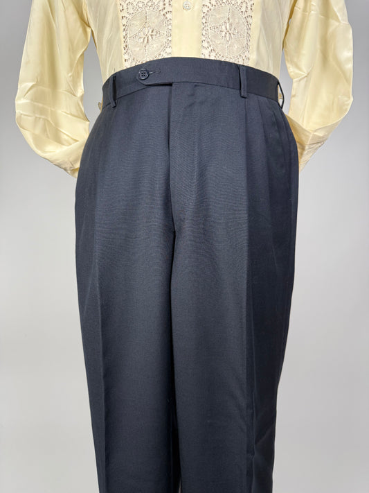 Pantaloni anni ‘80 fresco lana blu notte - tg. 48