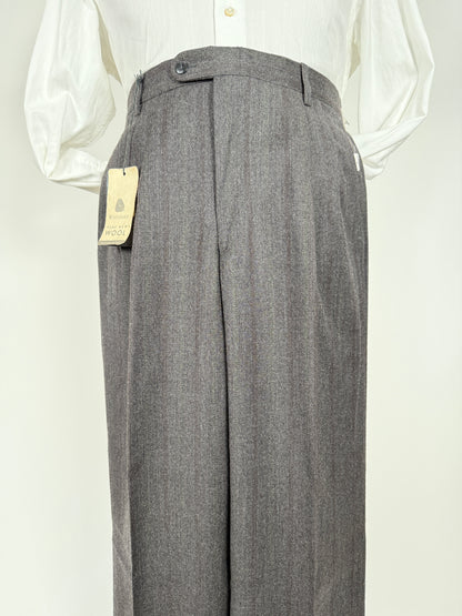 Pantaloni flanella antracite gessato anni ‘90 (NOS) - tg. 50