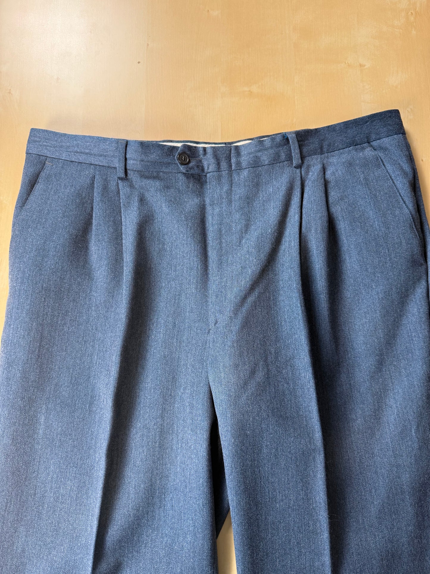 Pantaloni anni ‘80 flanella blu-azzurro mélange - tg. 56