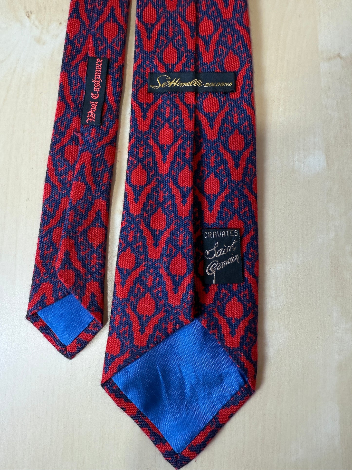 Cravatta vintage in lana e cashmere fantasia damascata