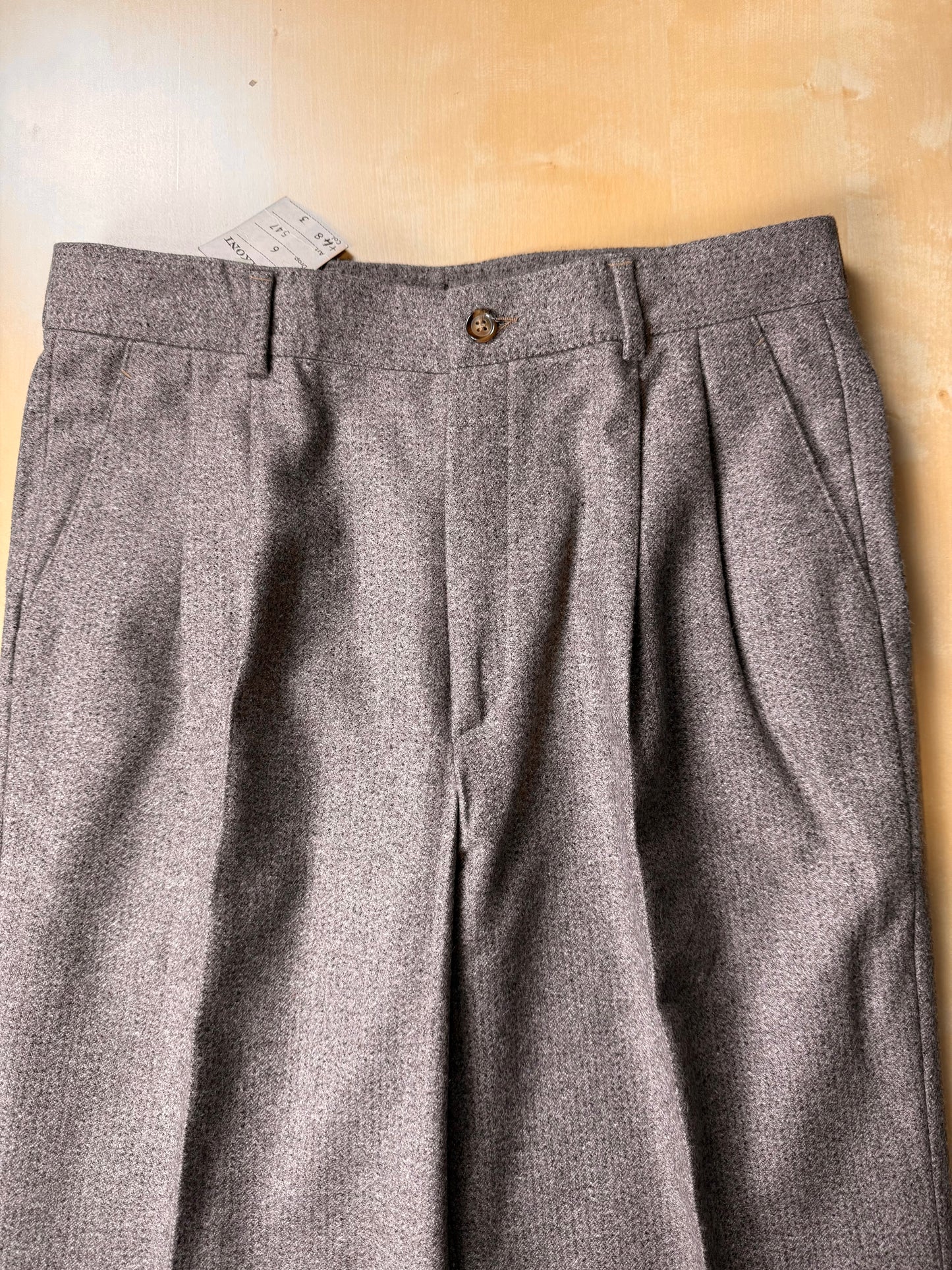 Pantaloni anni ‘70 flanella tabacco misto lana (NOS) - tg. 44