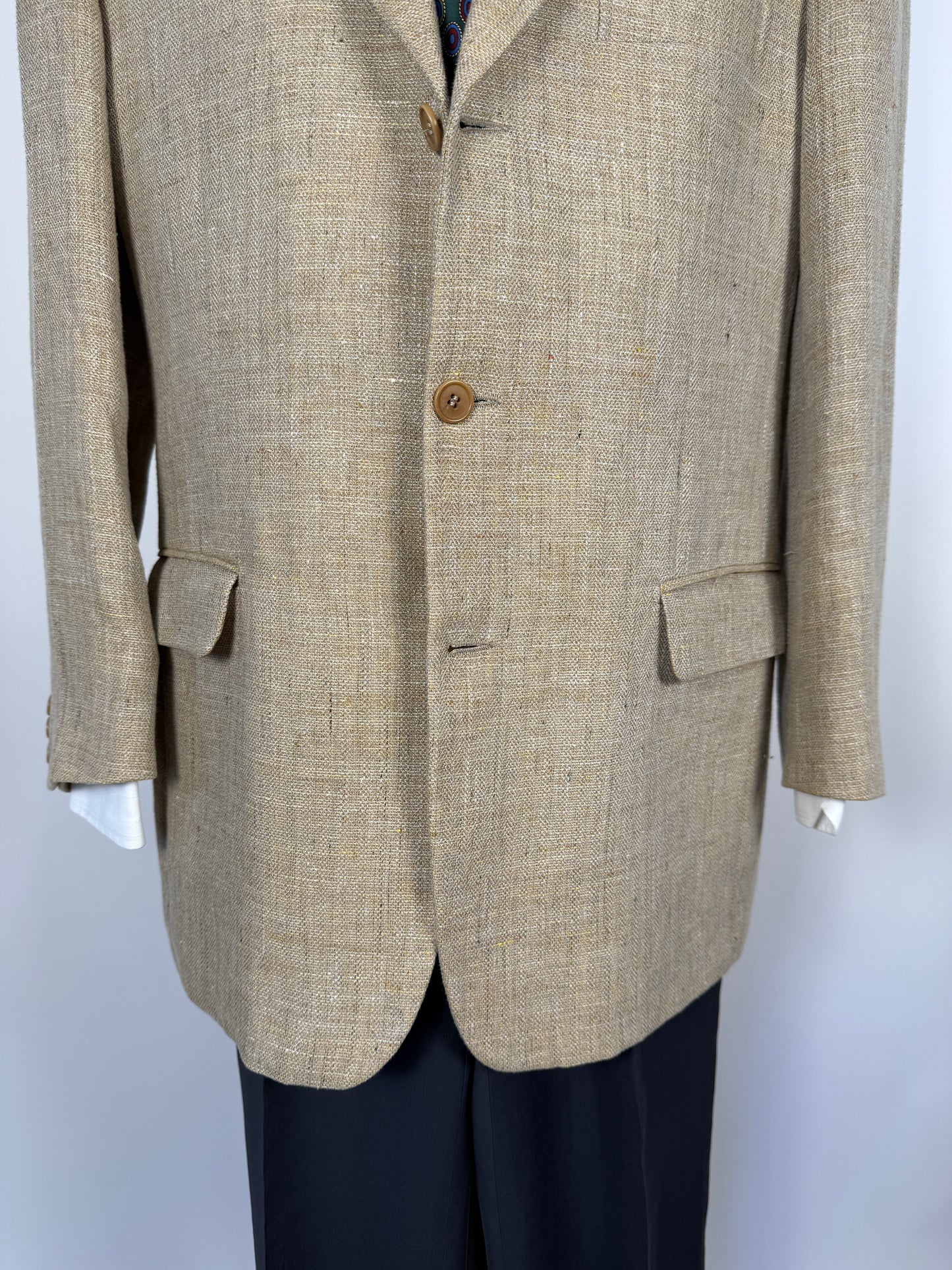 Giacca anni ‘90 in tela misto lino, lana e mohair - tg. 52/54