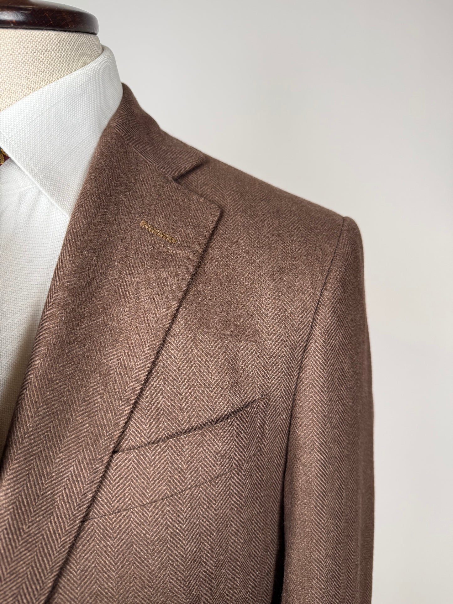 Giacca in puro cashmere Piacenza marrone spigato - tg. 48