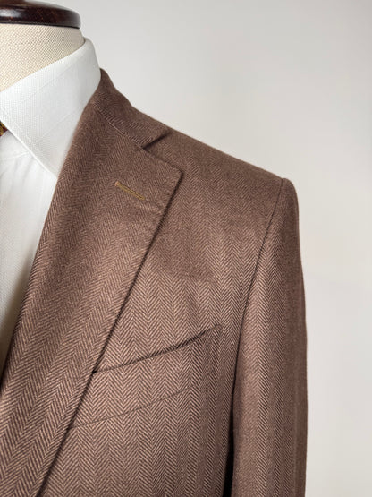 Giacca in puro cashmere Piacenza marrone spigato - tg. 48
