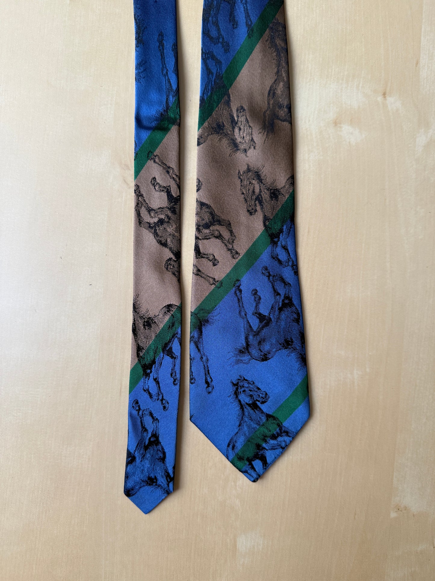 Cravatta vintage con cavalli neri jacquard