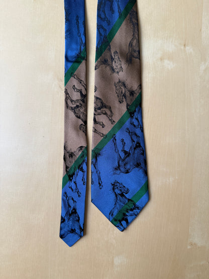 Cravatta vintage con cavalli neri jacquard