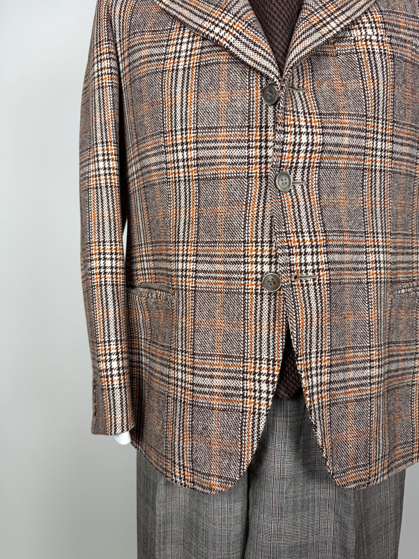 Giacca sartoriale anni ‘70 tweed principe di Galles - tg. 48 corta