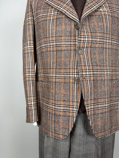 Giacca sartoriale anni ‘70 tweed principe di Galles - tg. 48 corta