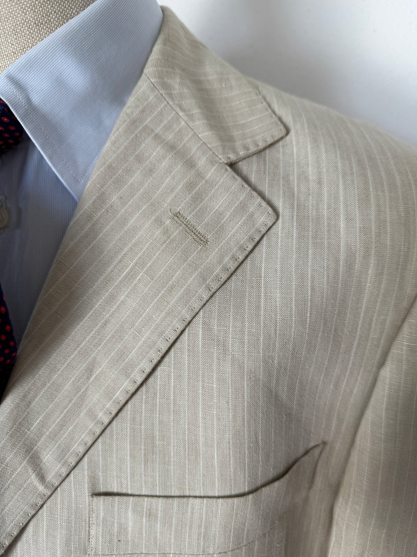 Completo in puro lino color panna gessato - tg. 52