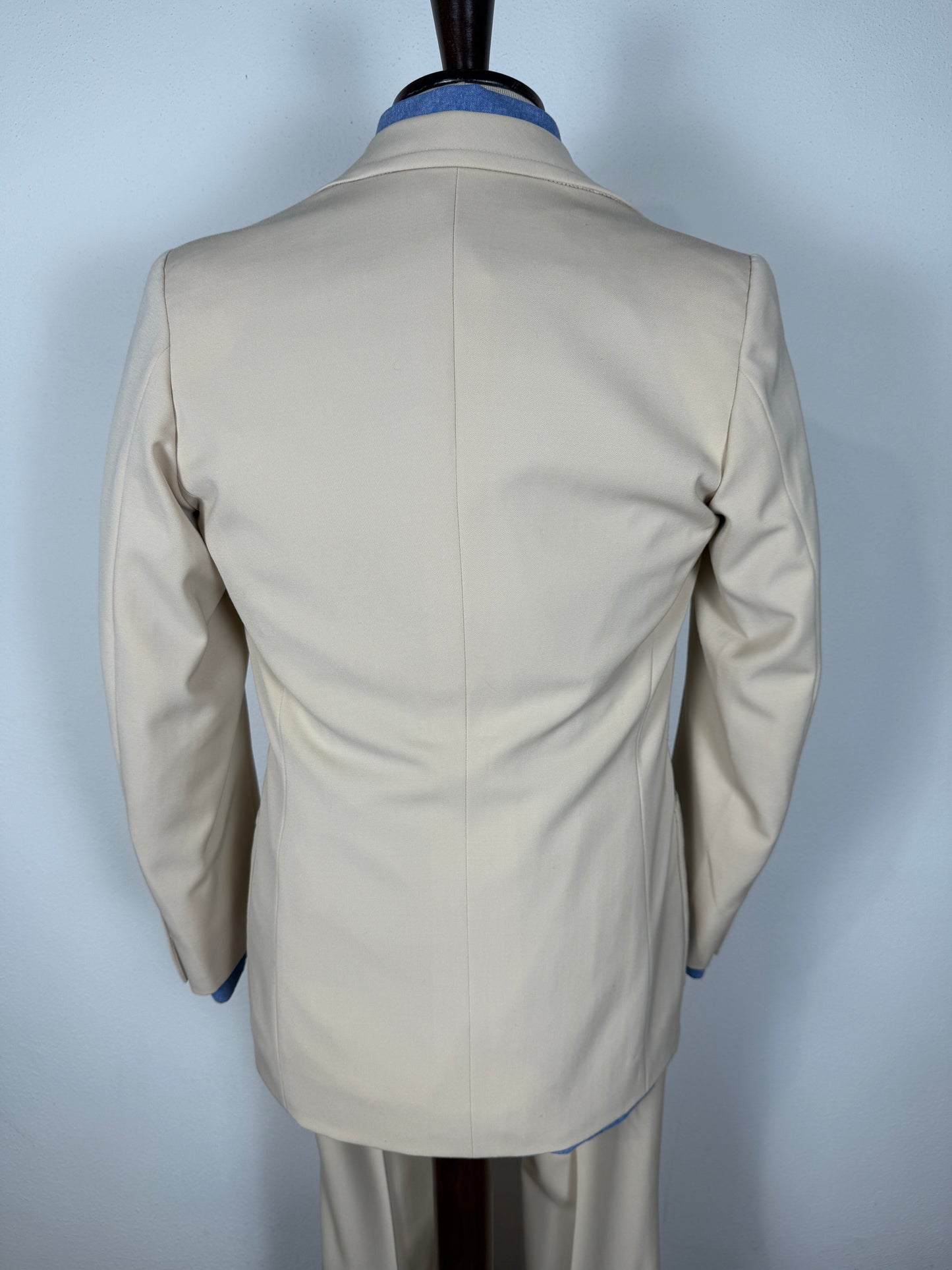 Completo sartoriale anni '70 a zampa in twill color panna - tg. 44/46