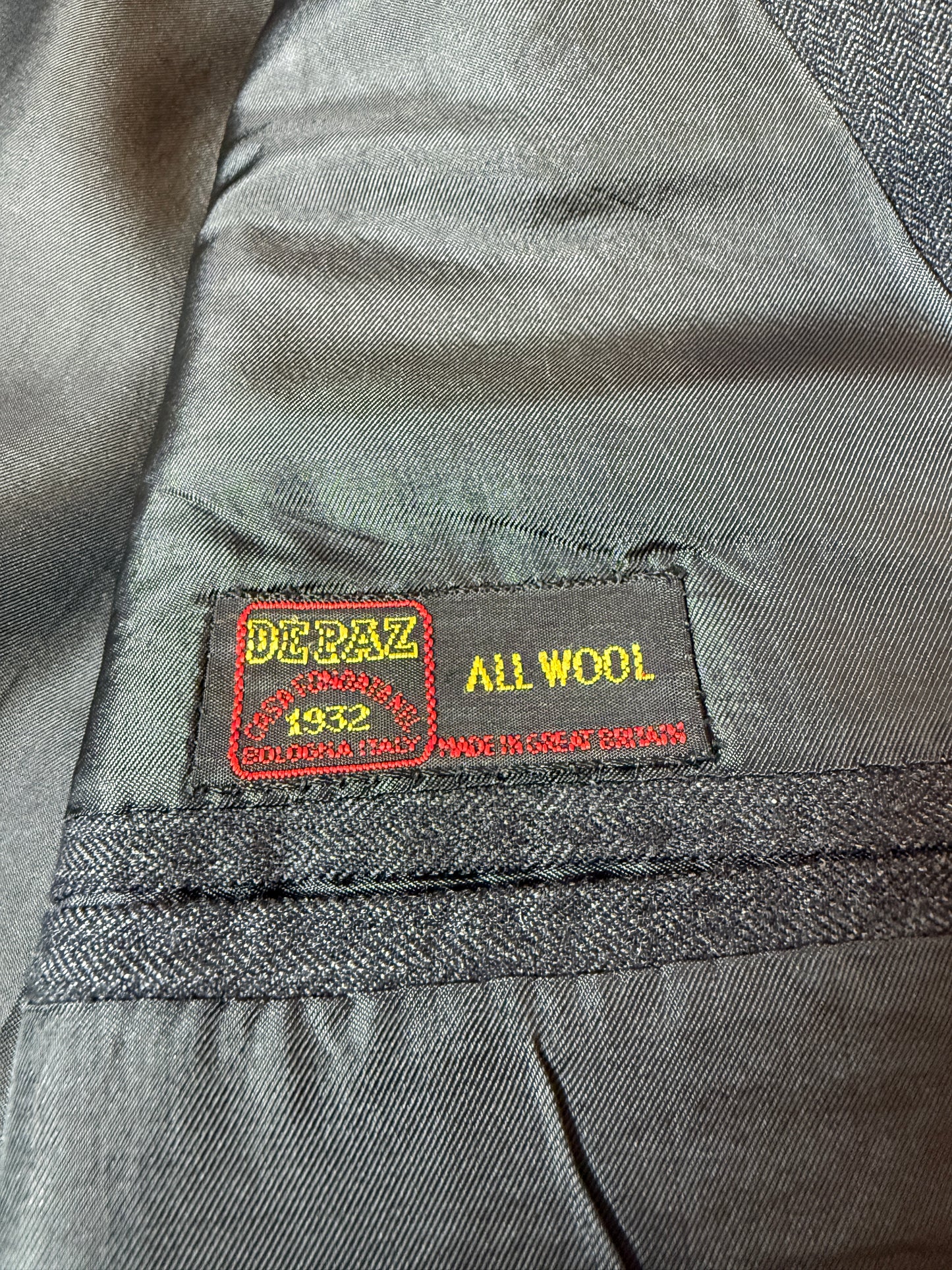 Completo su misura De Paz anni ‘70/‘80 antracite spigato - tg. 46/48