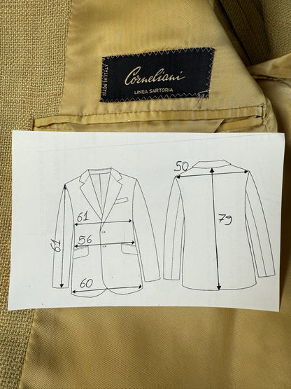 Giacca Corneliani mezza fodera in hopsack beige/senape - tg. 56