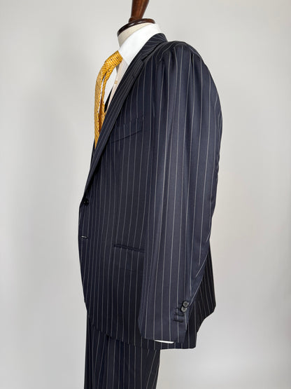 Completo sartoriale flanella pettinata blu gessato - tg. 56 drop 0-2