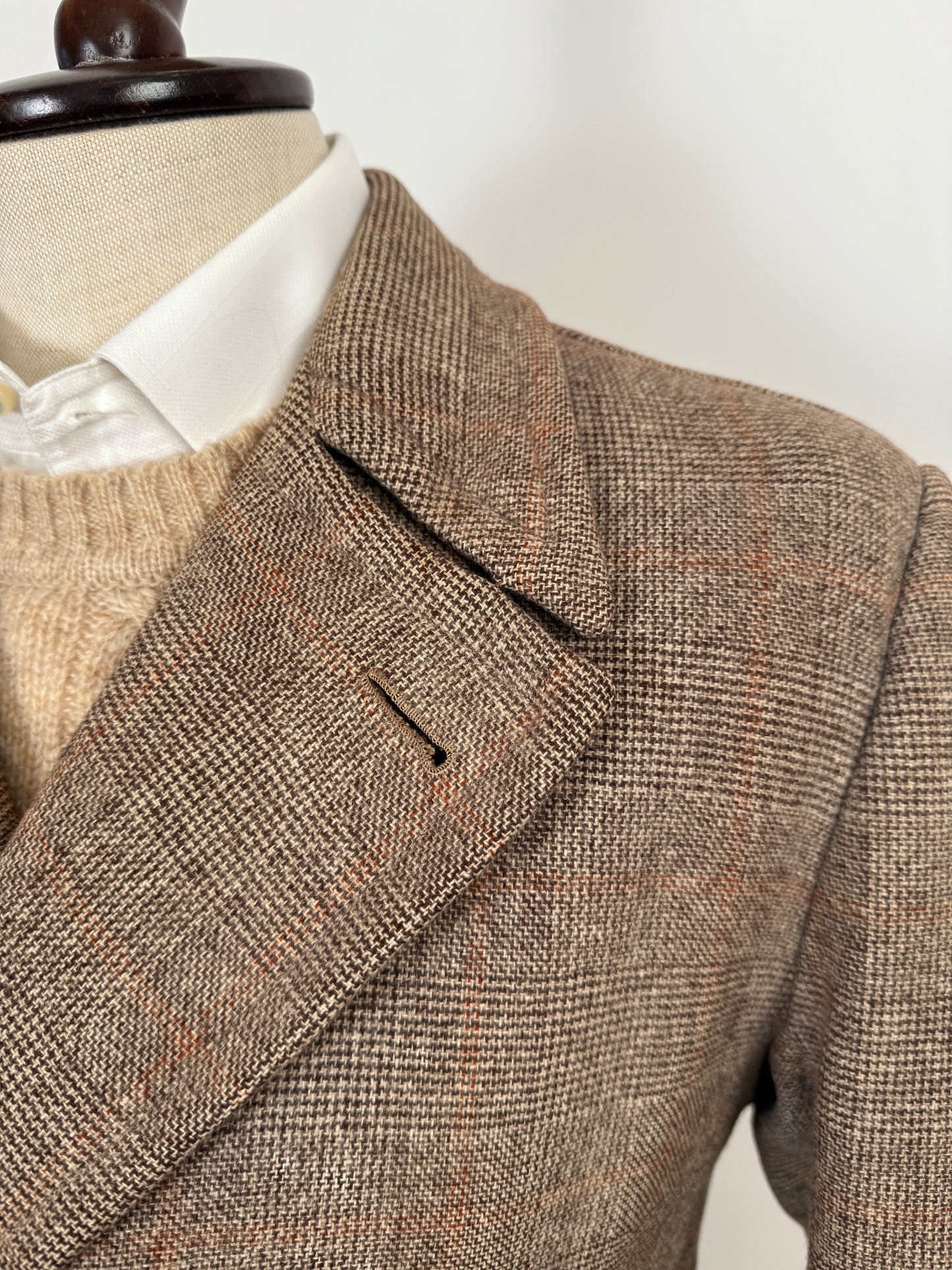 Cappotto doppiopetto sartoriale anni ‘50/‘60 glen check tabacco - tg. 44-46