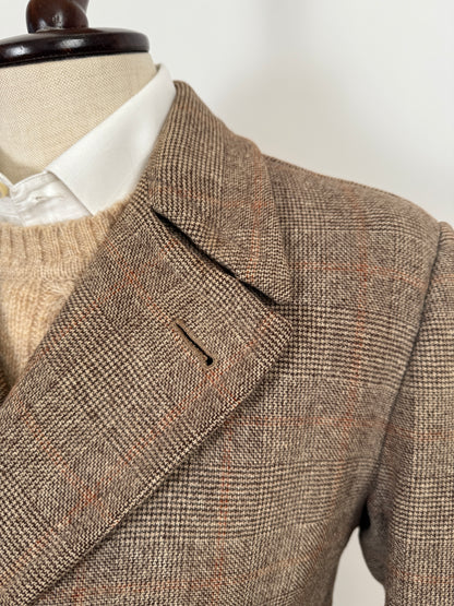 Cappotto doppiopetto sartoriale anni ‘50/‘60 glen check tabacco - tg. 44-46