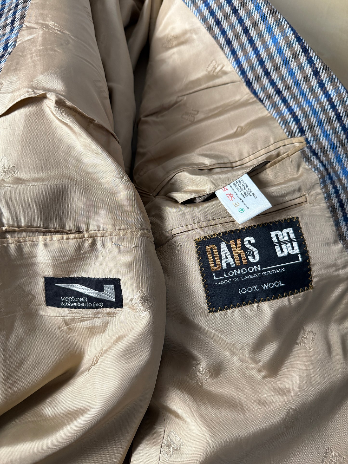 Giacca Daks check quadri blu made in UK - tg. 54/56