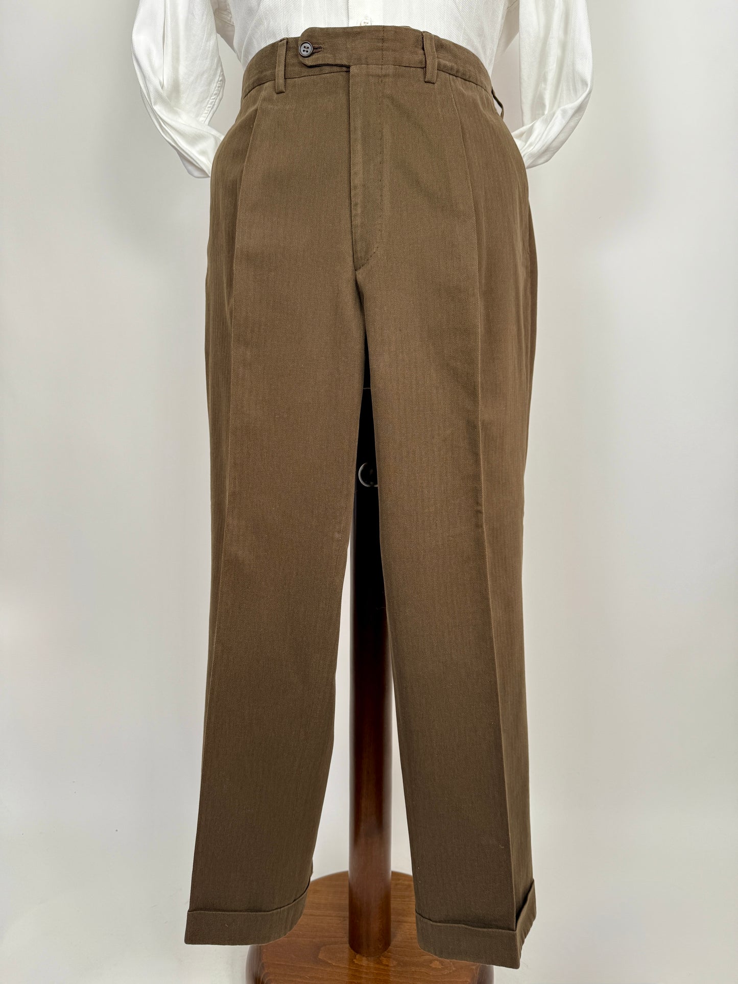 Pantaloni sartoriali in cotone spigato marrone - tg. 54