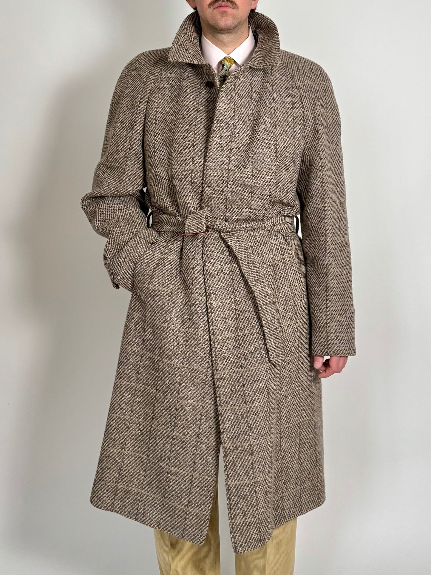 Cappotto raglan anni ‘80 tweed finestrato - tg. 54-56
