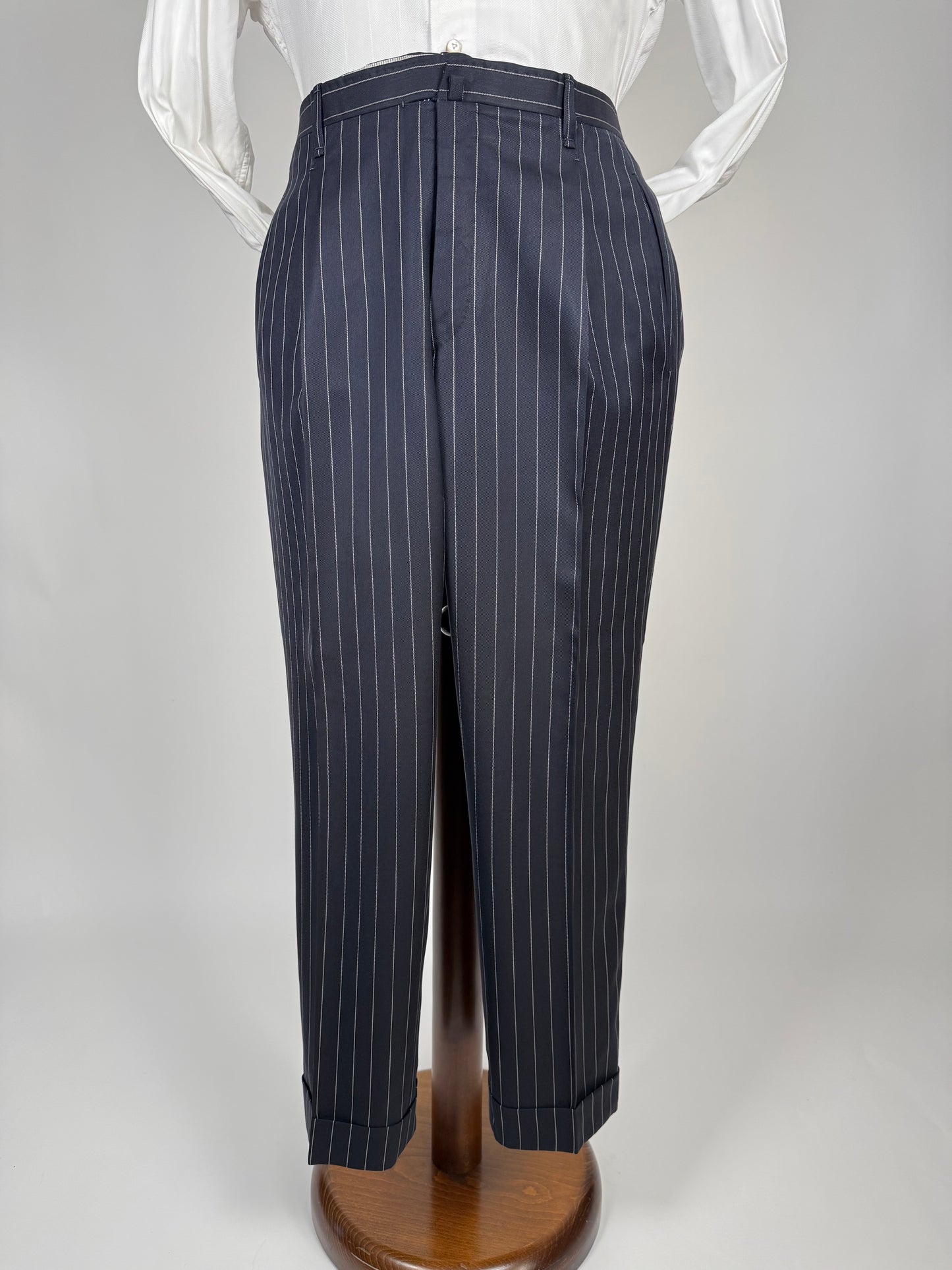 Completo sartoriale flanella pettinata blu gessato - tg. 56 drop 0-2