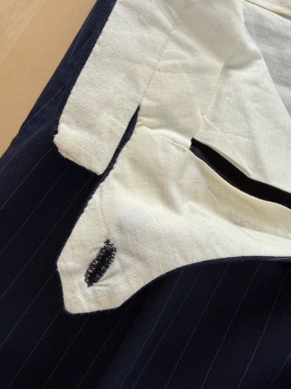 Pantaloni sartoriali flanella pettinata lana e cashmere blu gessato - tg. 50/52