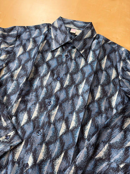 Camicia anni '70 optical in pura seta - S collo 40