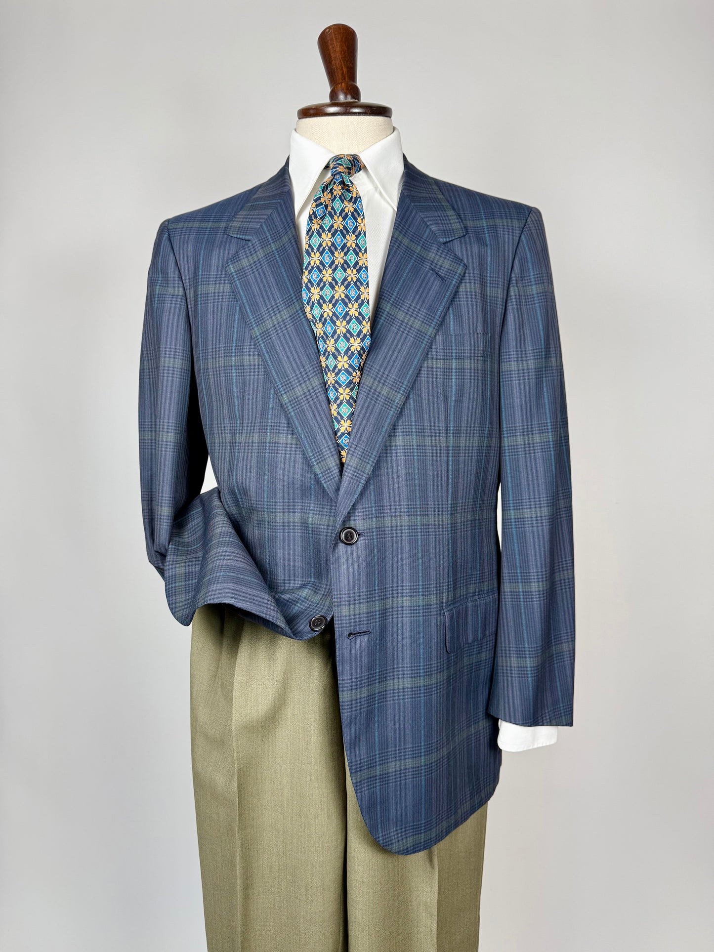 Giacca Brioni fresco lana tartan blu e verde - tg. 52