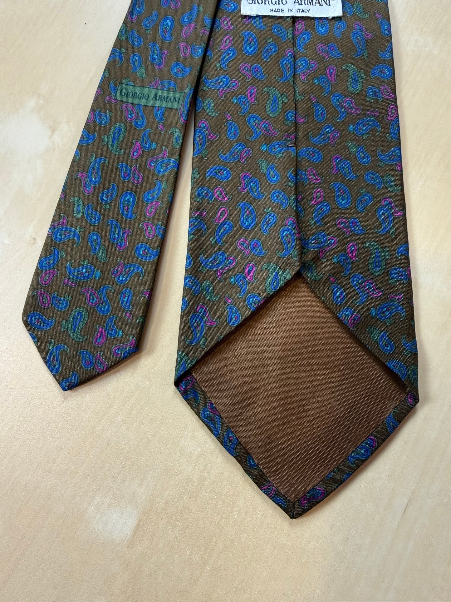 Cravatta Armani vintage paisley cachi