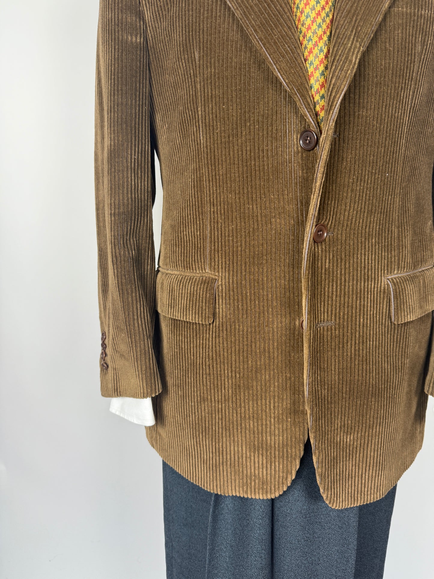 Giacca anni ‘80 in velluto a coste verde-marrone - tg. 48