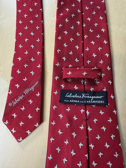 Cravatta Salvatore Ferragamo per Arma dei Carabinieri rossa micro fantasia