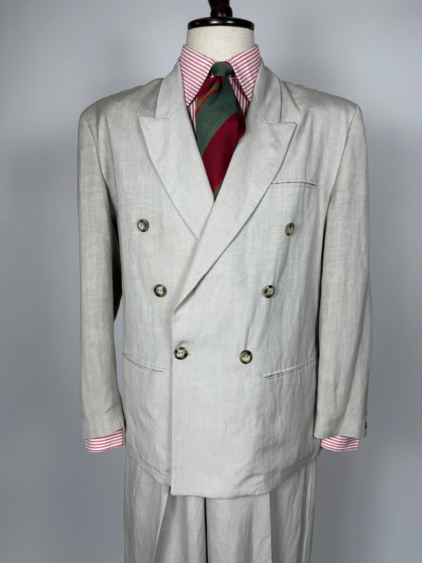 Completo doppiopetto anni '80 oversize viscosa e lino - tg. 46 corta