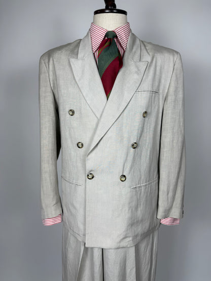 Completo doppiopetto anni '80 oversize viscosa e lino - tg. 46 corta