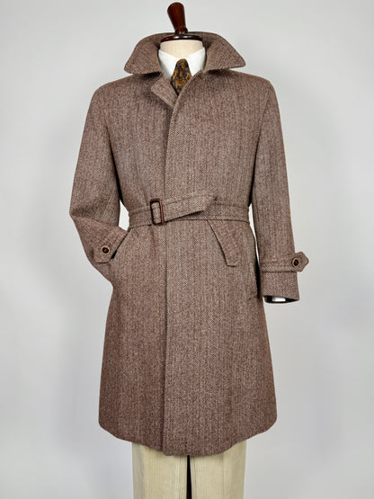Cappotto in tweed marrone spigato - tg. 50-54