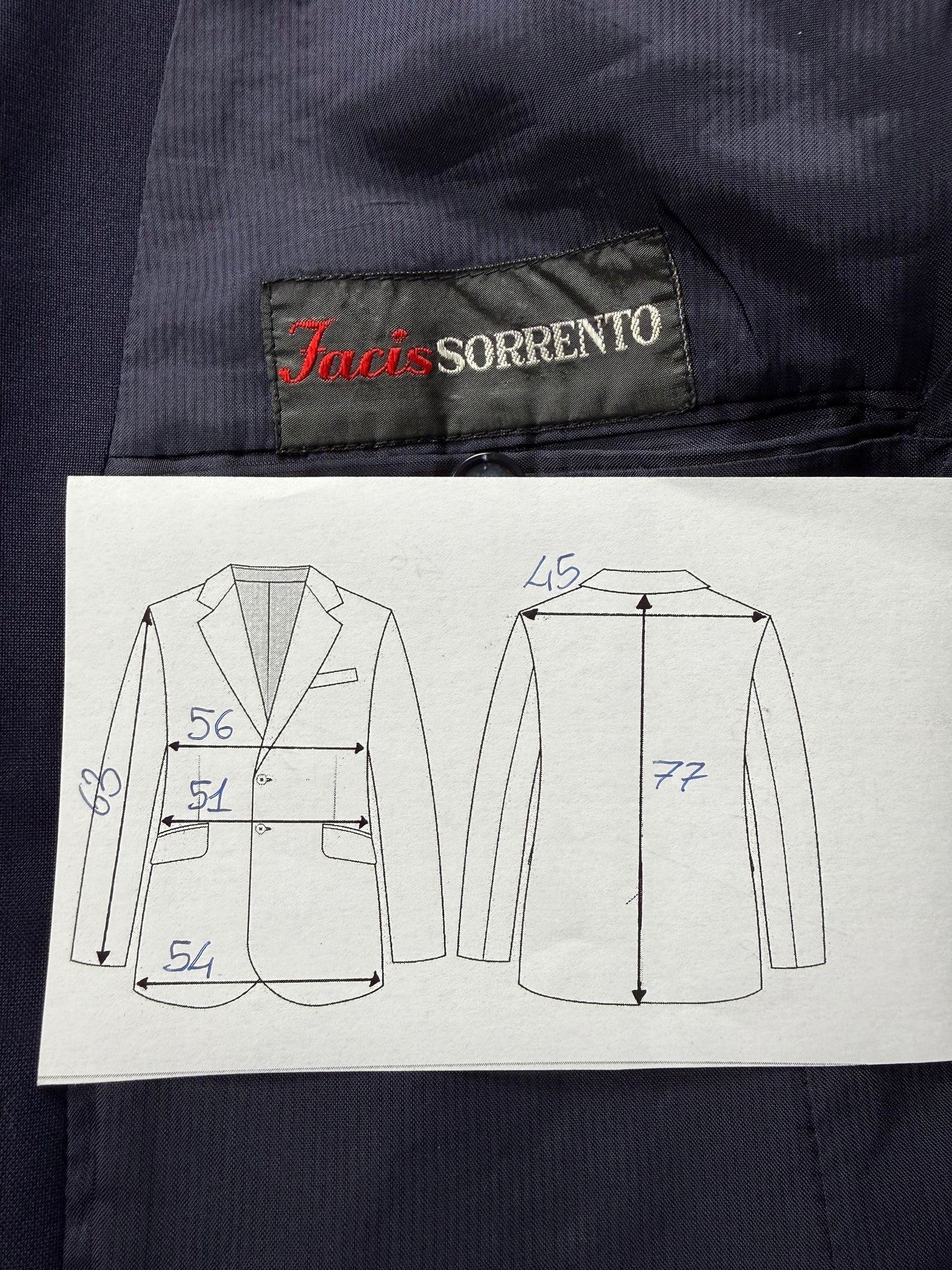 Giacca anni '60/'70 lana-terital blu - tg. 50/52