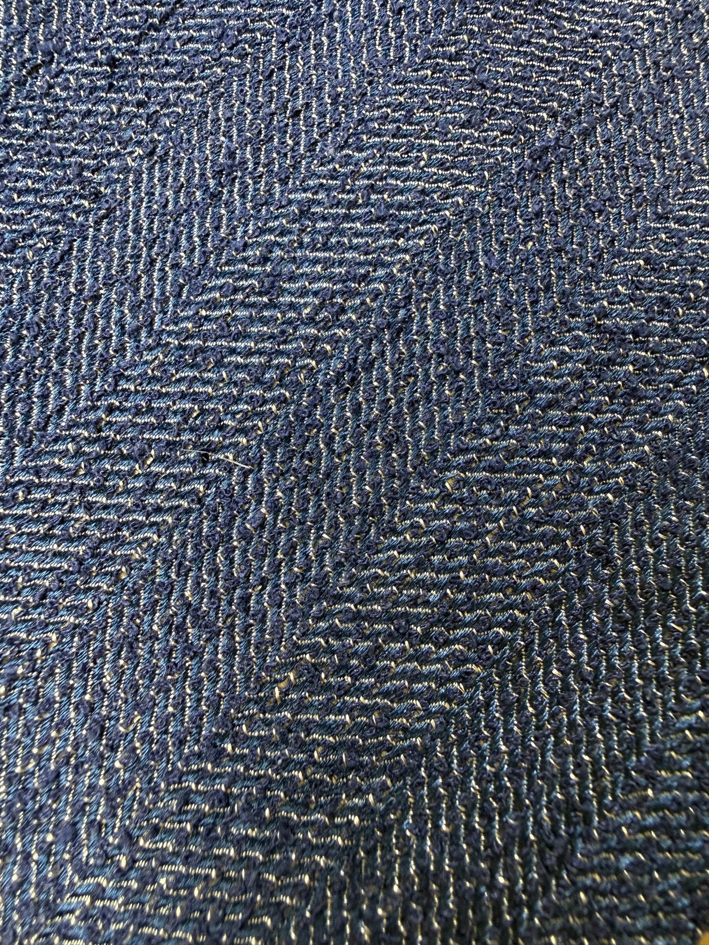 Cravatta Oliver Valentino seta grezza blu trama herringbone