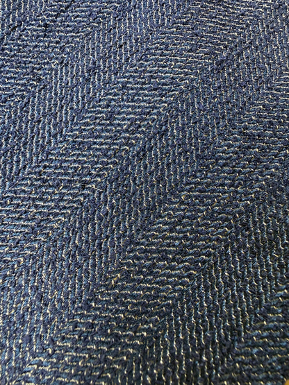 Cravatta Oliver Valentino seta grezza blu trama herringbone
