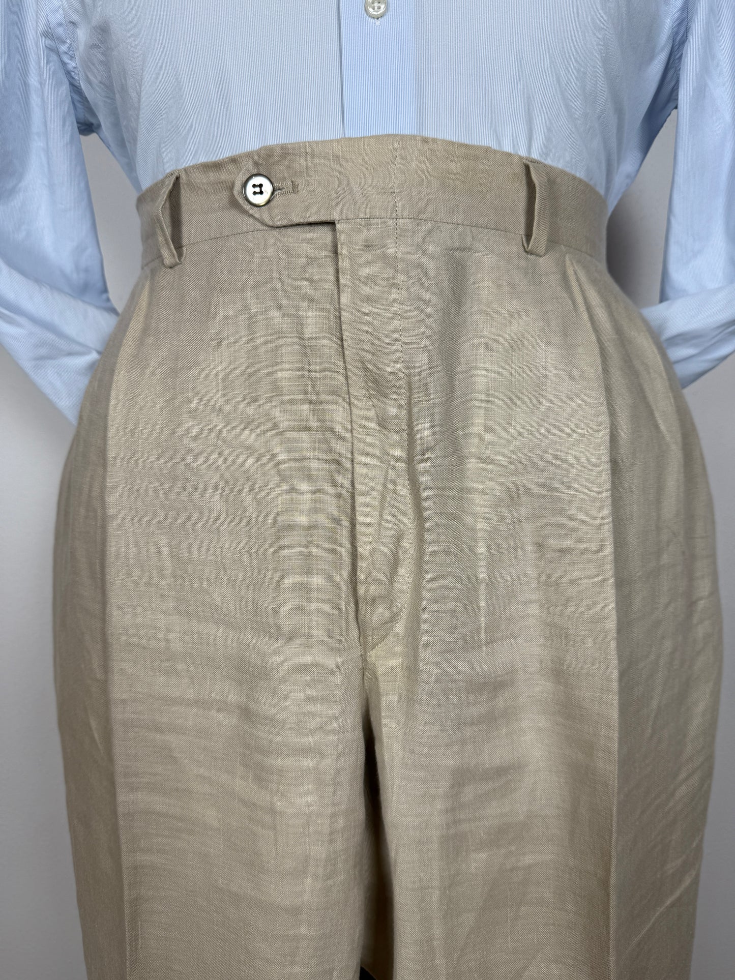 Completo anni ‘80 in puro lino beige chiaro - tg. 56