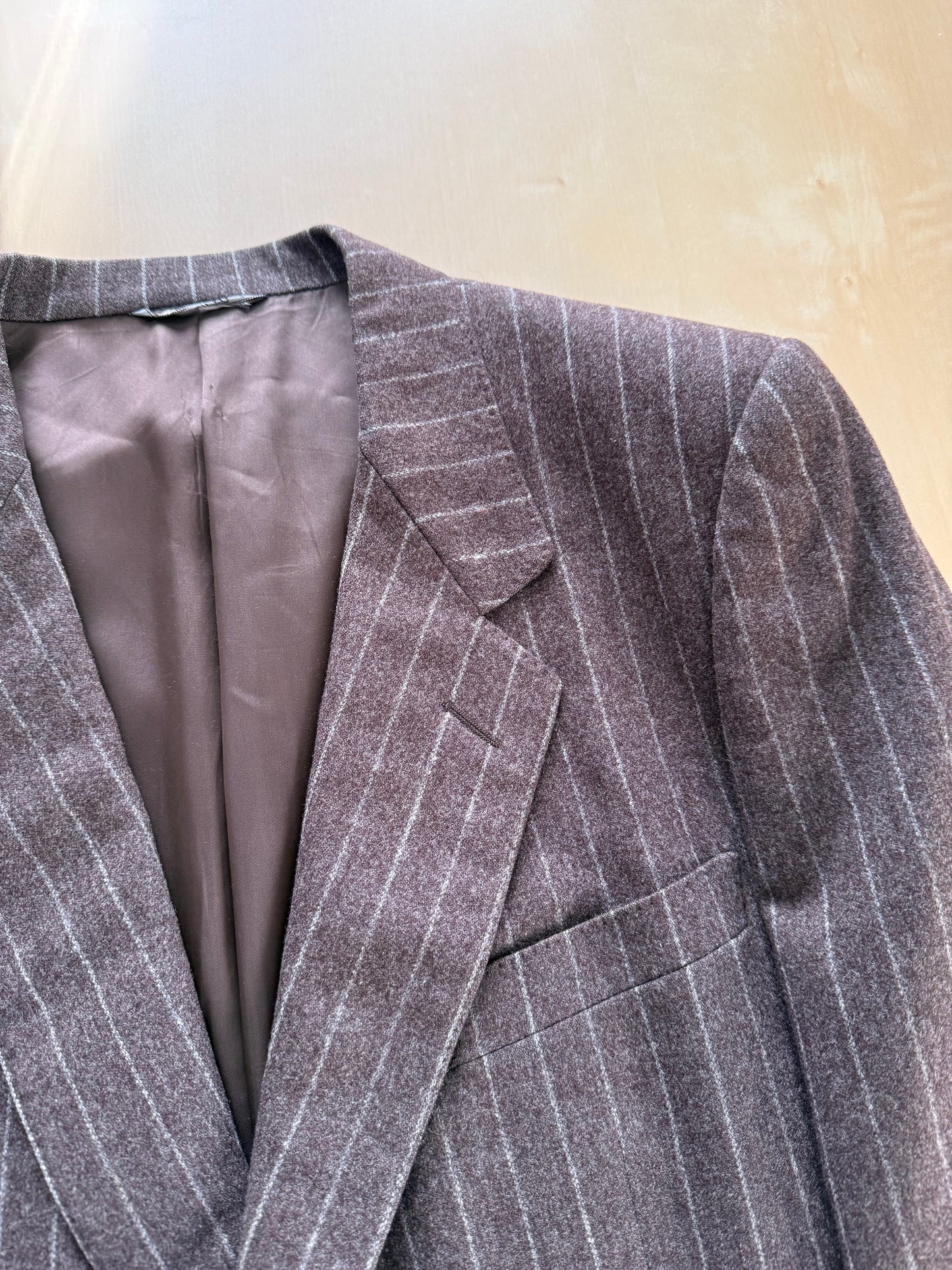 Giacca Ermenegildo Zegna anni ‘80 flanella marrone gessato - tg. 50