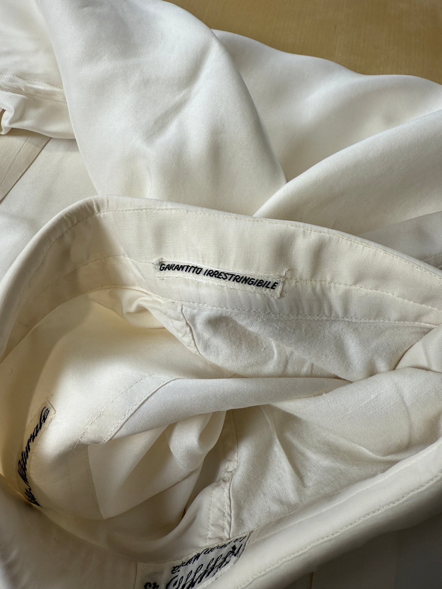 Camicia da smoking anni ‘70 in seta pura - collo 43 tg. L