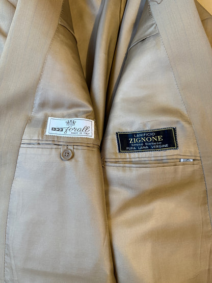 Completo doppiopetto Forall anni '70/'80 in twill beige (NOS) - tg.48