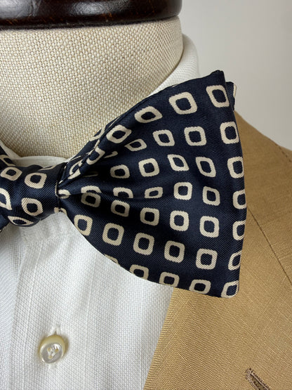 Papillon vintage blu navy micro fantasia quadri