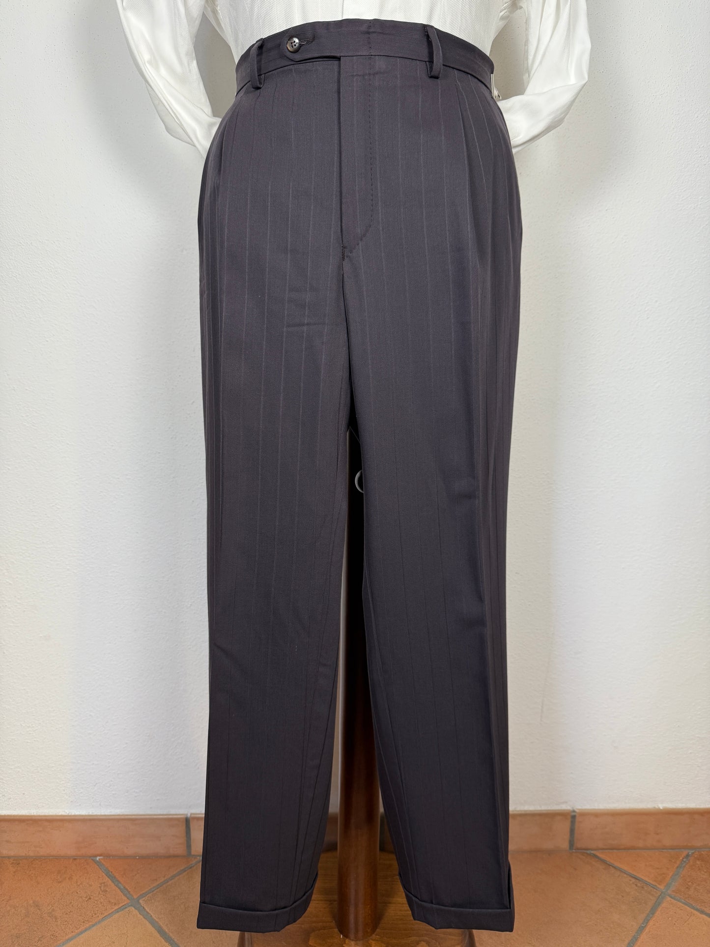 Completo doppiopetto gessato anni ‘80 marrone cacao - tg. 52