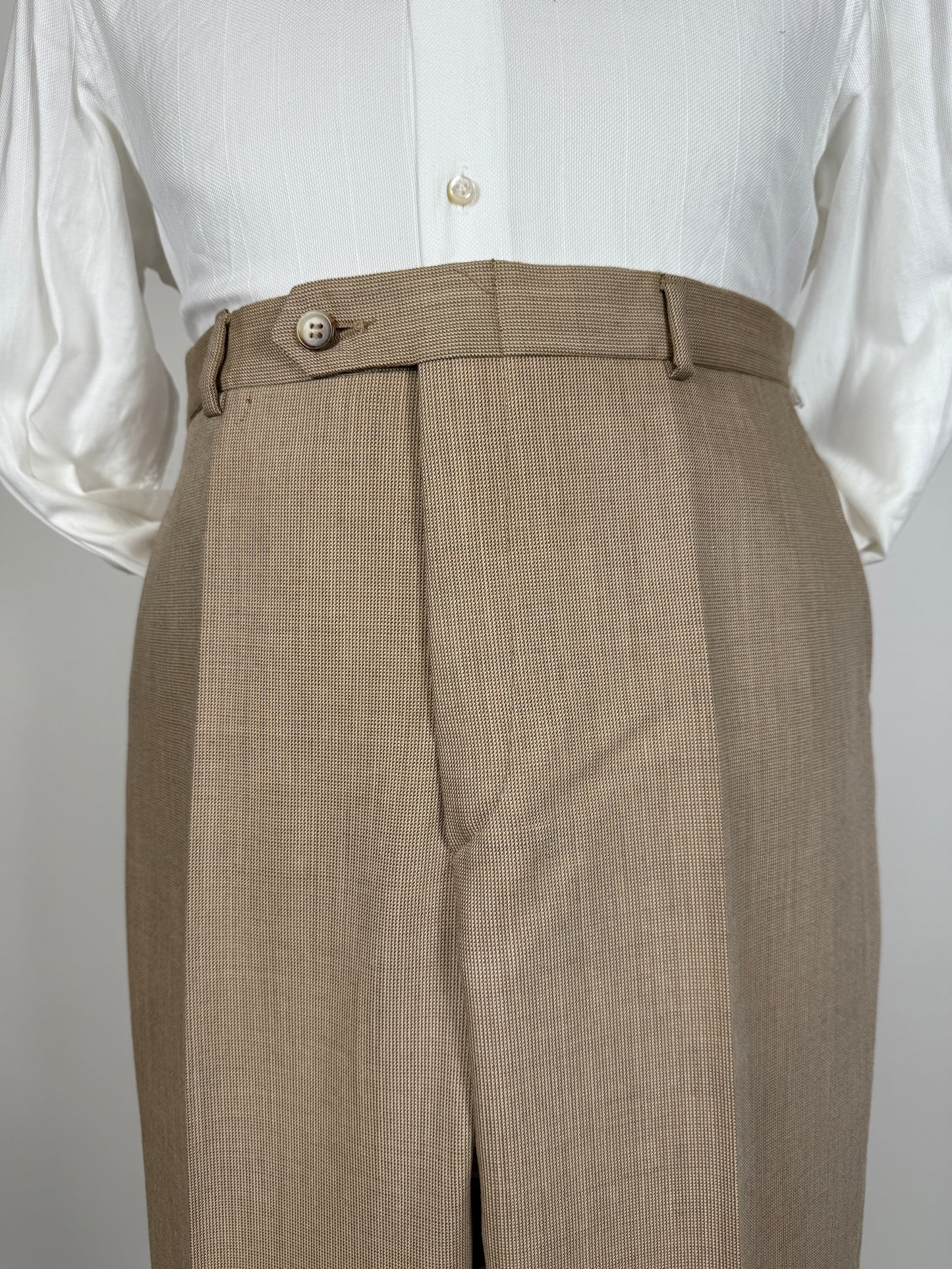 Pantaloni anni ‘70 lana pettinata beige (NOS) - tg. 52