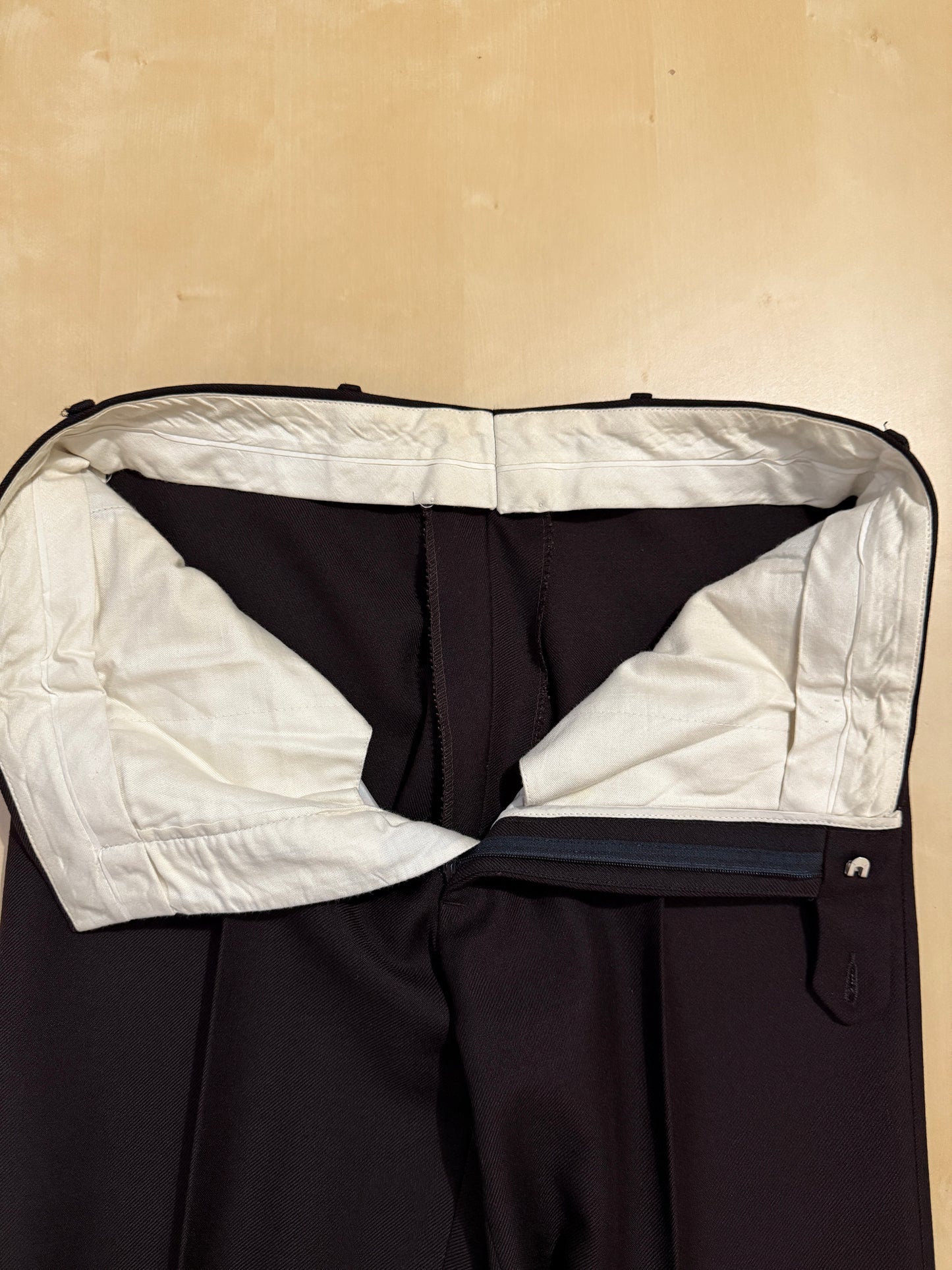 Completo 3 pezzi anni ‘70 a zampa in flanella marrone - tg. 44/46