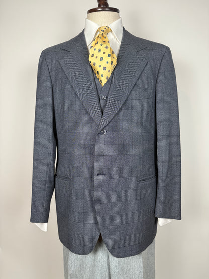 Giacca + panciotto sartoriali anni ‘70 principe di Galles - tg. 54 drop basso