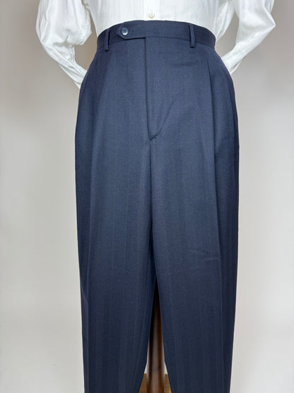 Completo doppiopetto Yves Saint Laurent anni '80 flanella blu - tg. 54/56