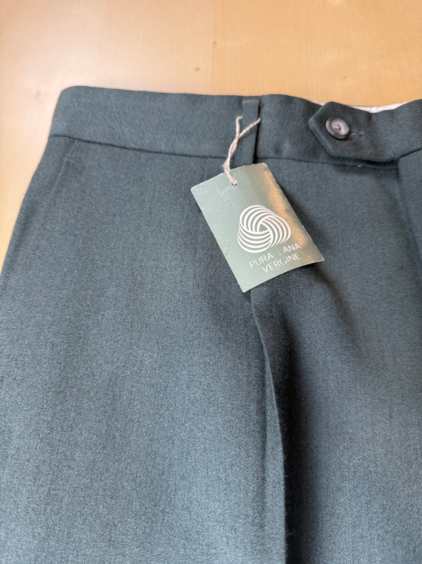 Pantalone anni ‘80 in flanella verde pino (NOS) - tg. 50