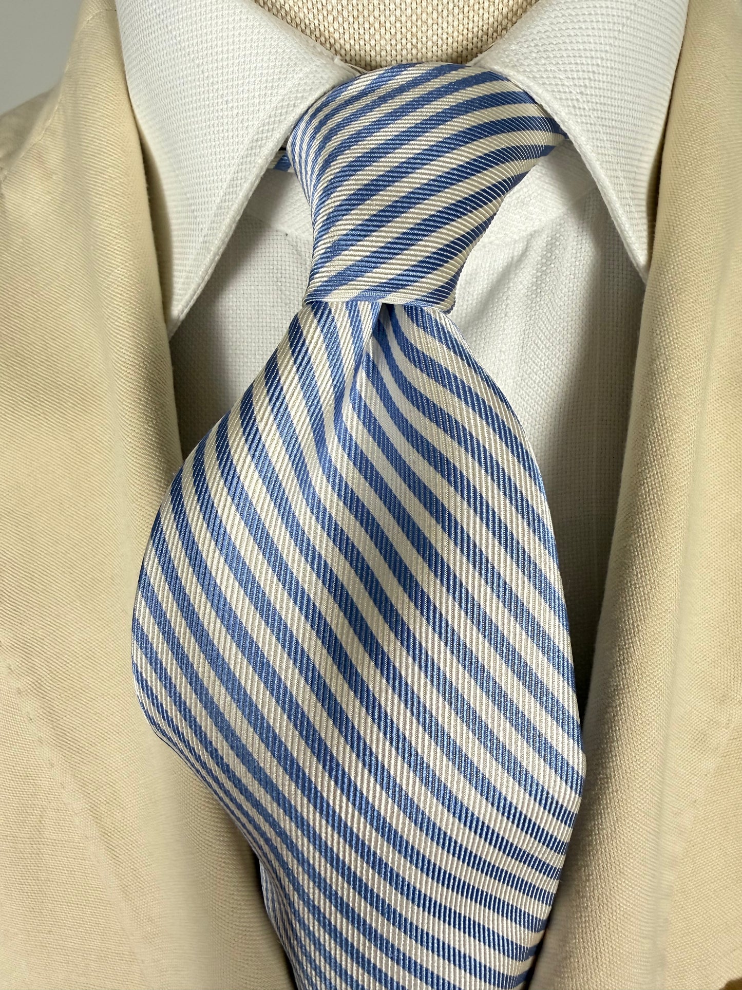 Cravatta Marino Napoli righe azzurro e bianco